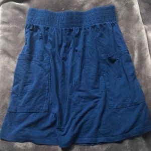 Blue cotton mini skirt with pockets